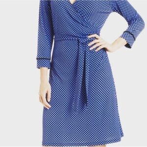 Jones New York Dress Blue PL Petite Large 3/4 Long Sleeve Stretch W Belt